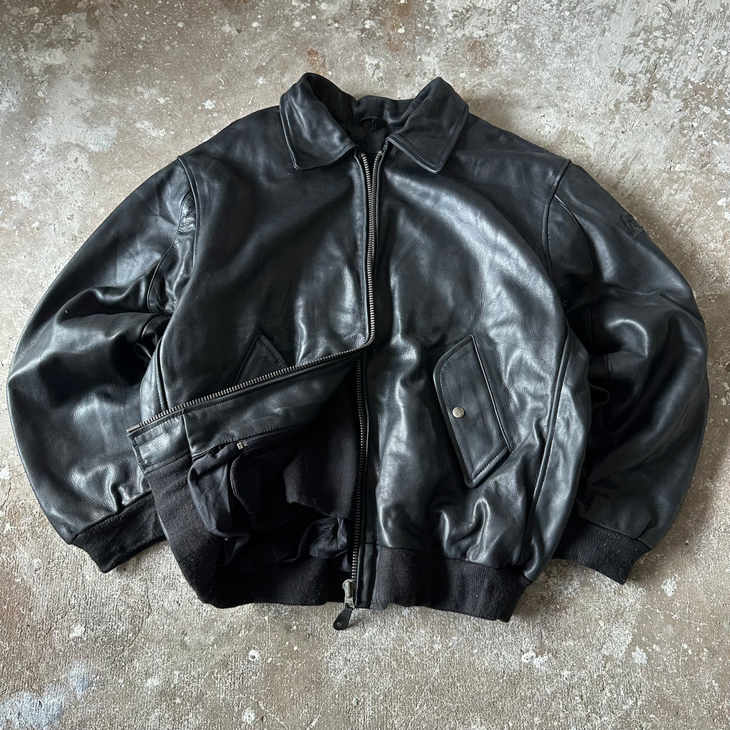 Aviatrix Black Leather Jacket - 2XL