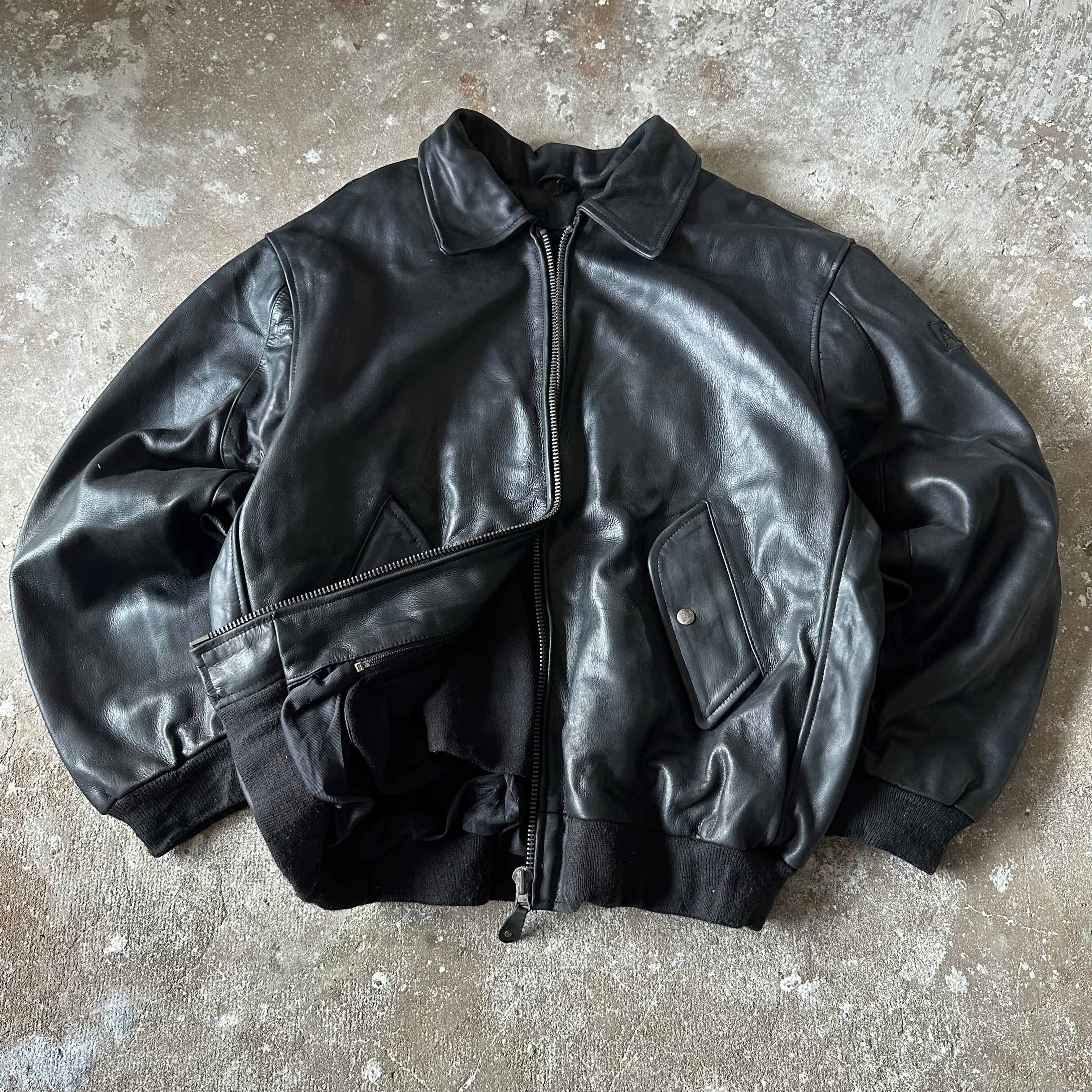 Aviatrix Black Leather Jacket - 2XL