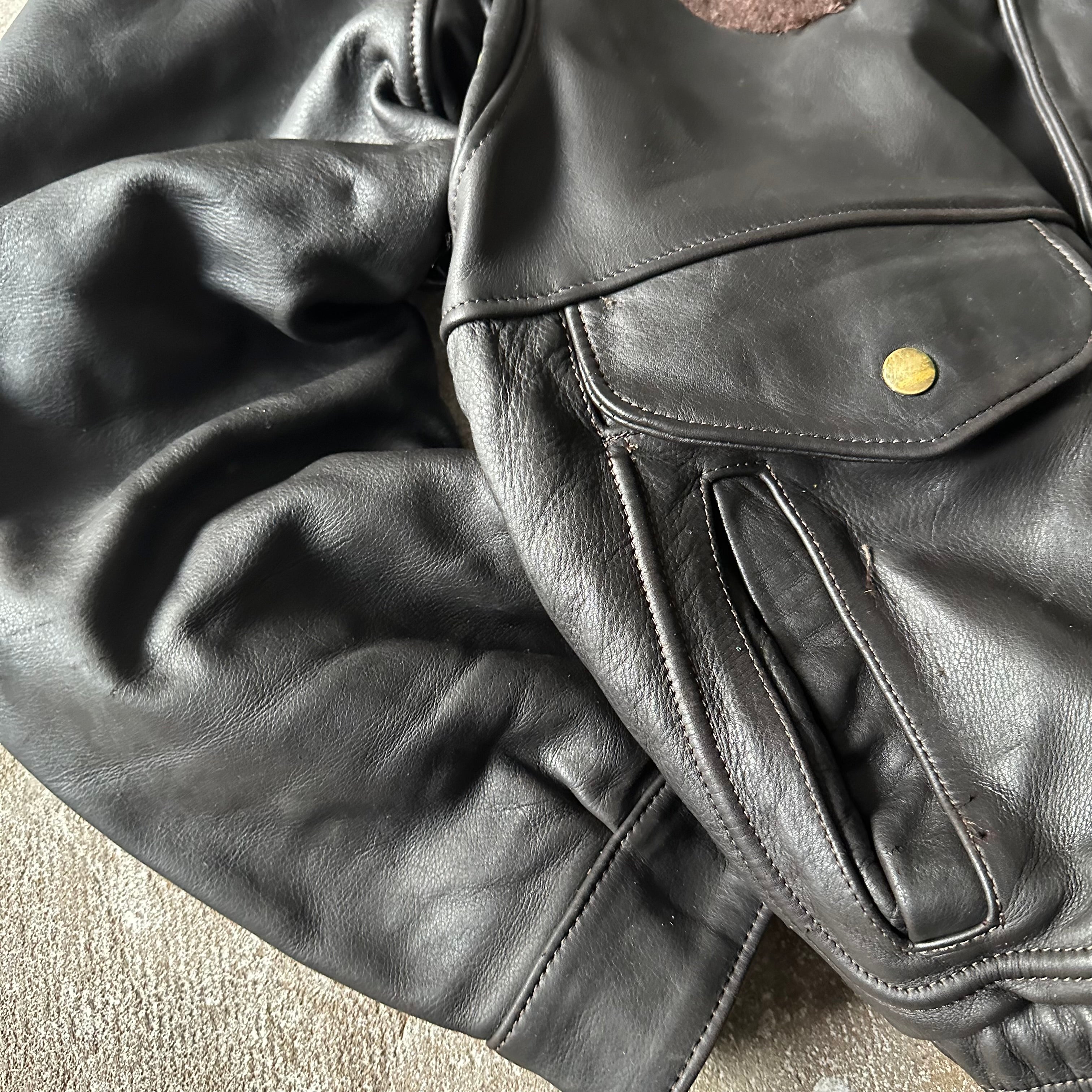 Bomber Heavy Leather Jacket - XL