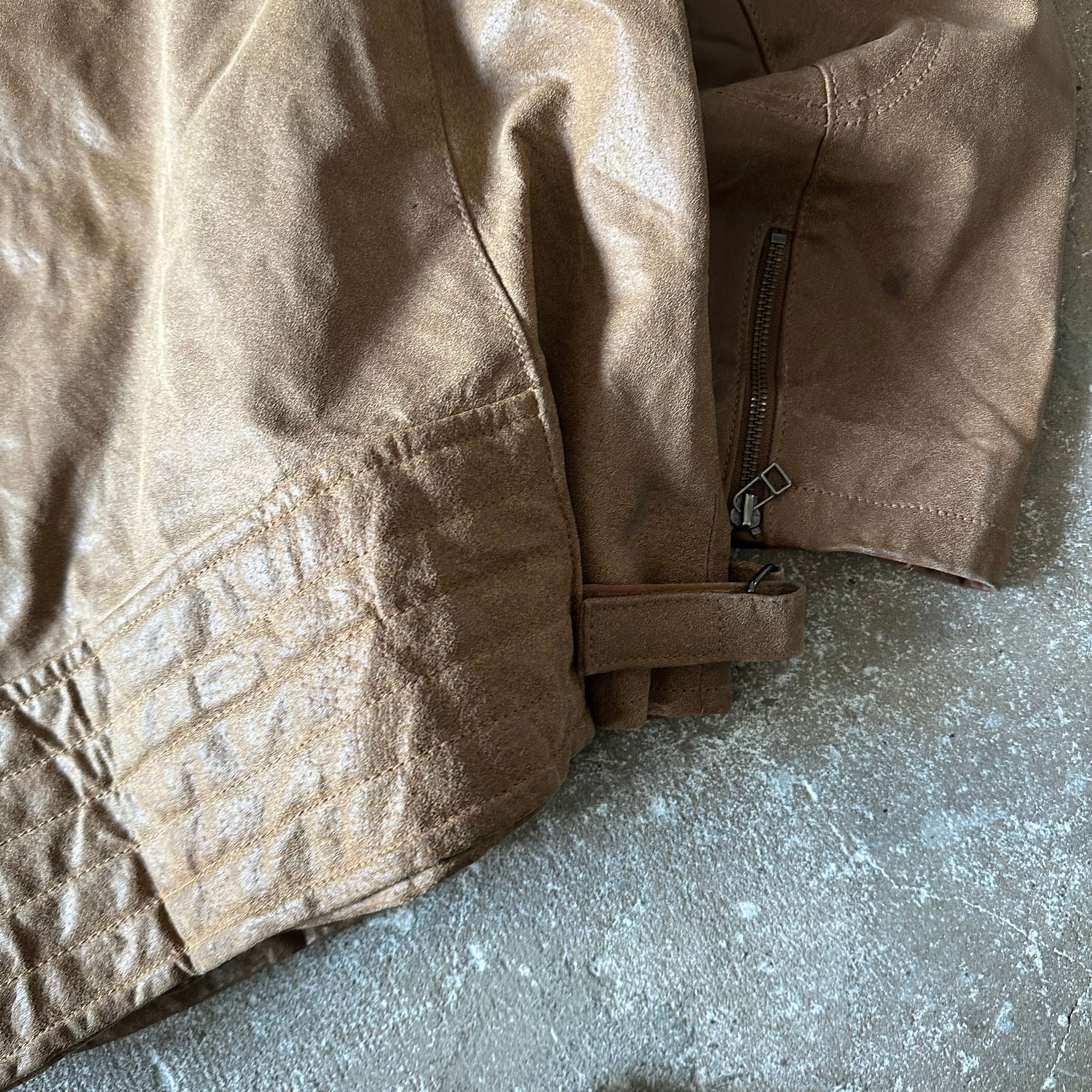 Vintage Brown Racing Suede Leather Jacket - XL