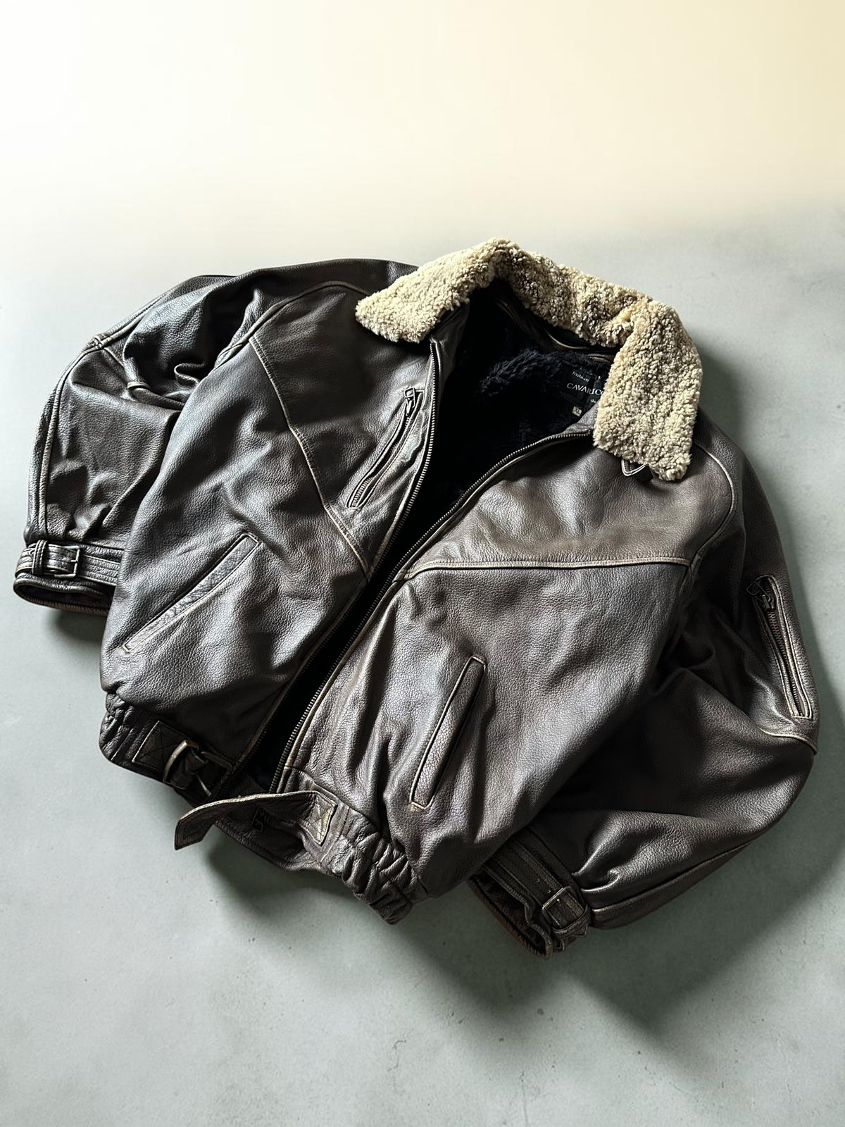 Vintage leather bomber jacket - XL