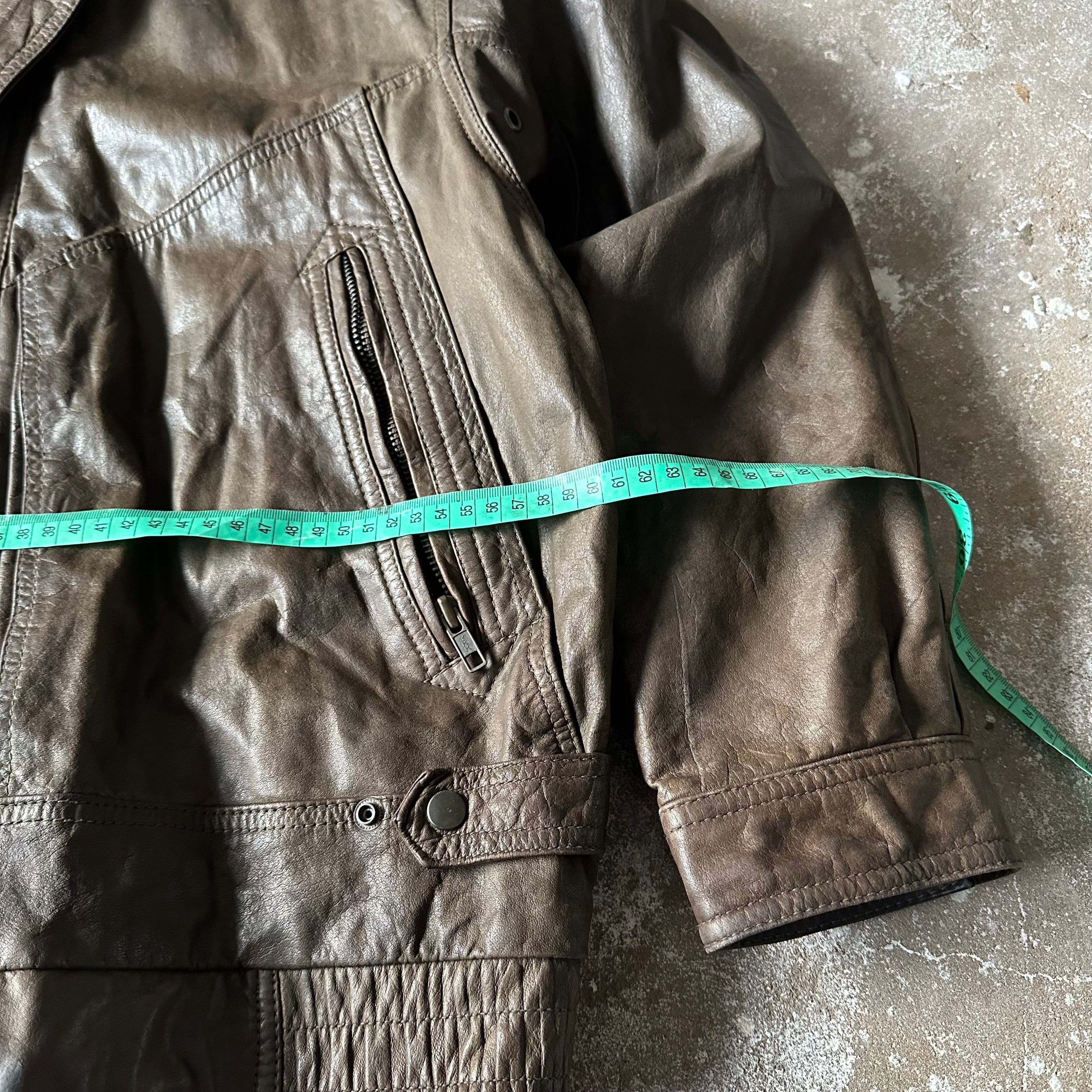 Vintage Olive Green Leather Jacket - XL