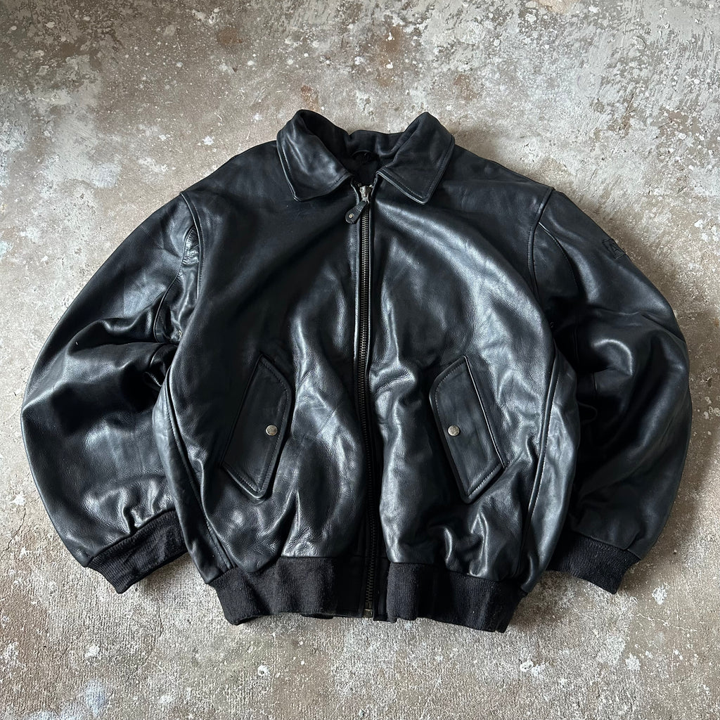 Aviatrix Black Leather Jacket - 2XL