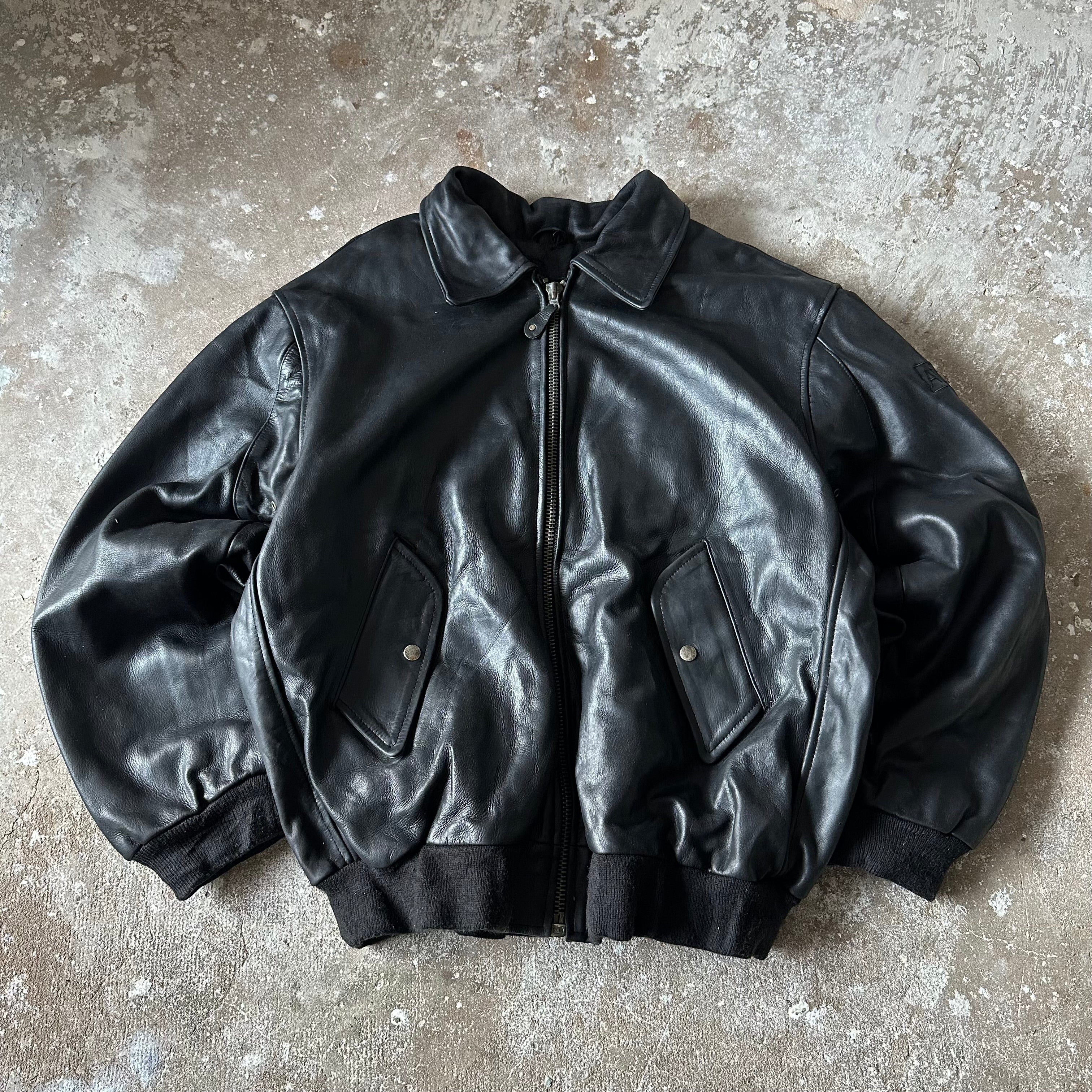 Aviatrix Black Leather Jacket - 2XL