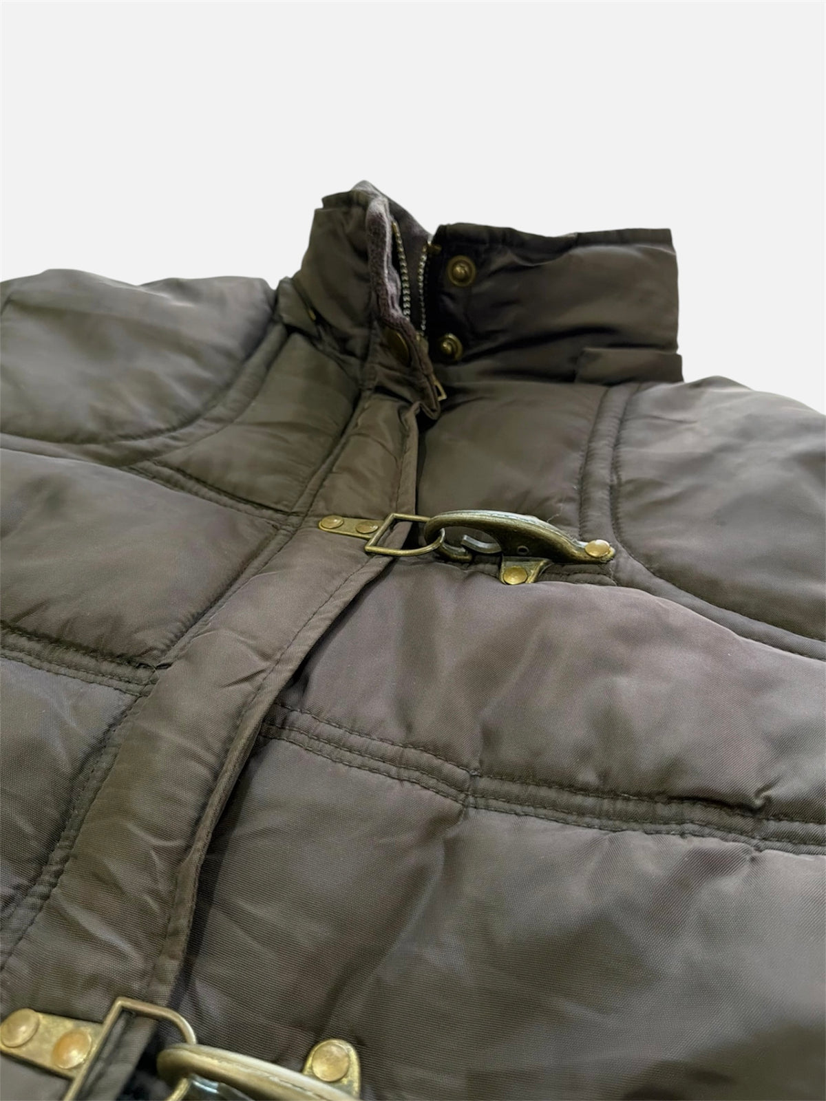 Brown Puffer Jacket with Toggle Clasps, Women's M