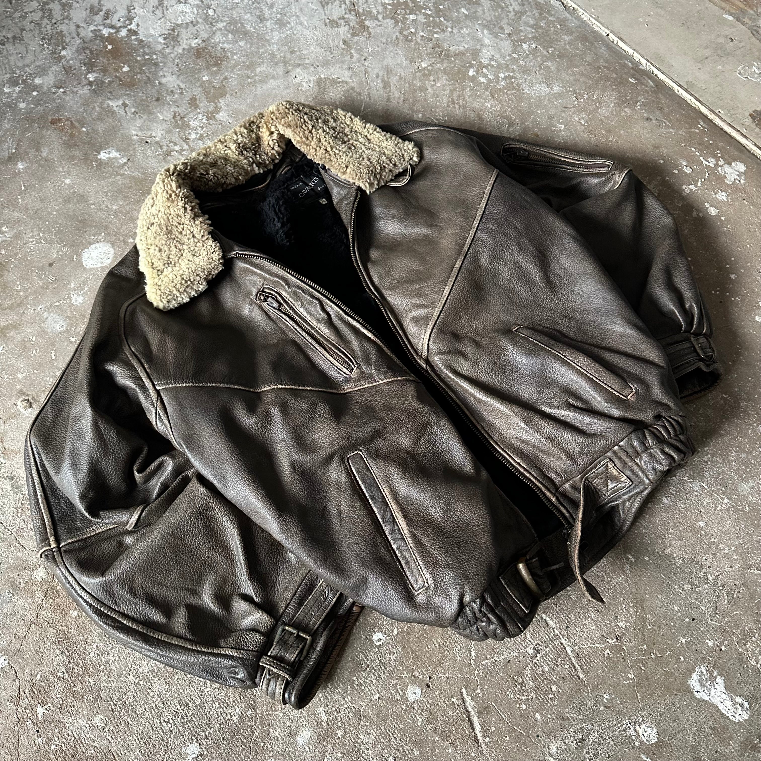 Vintage leather bomber jacket - XL