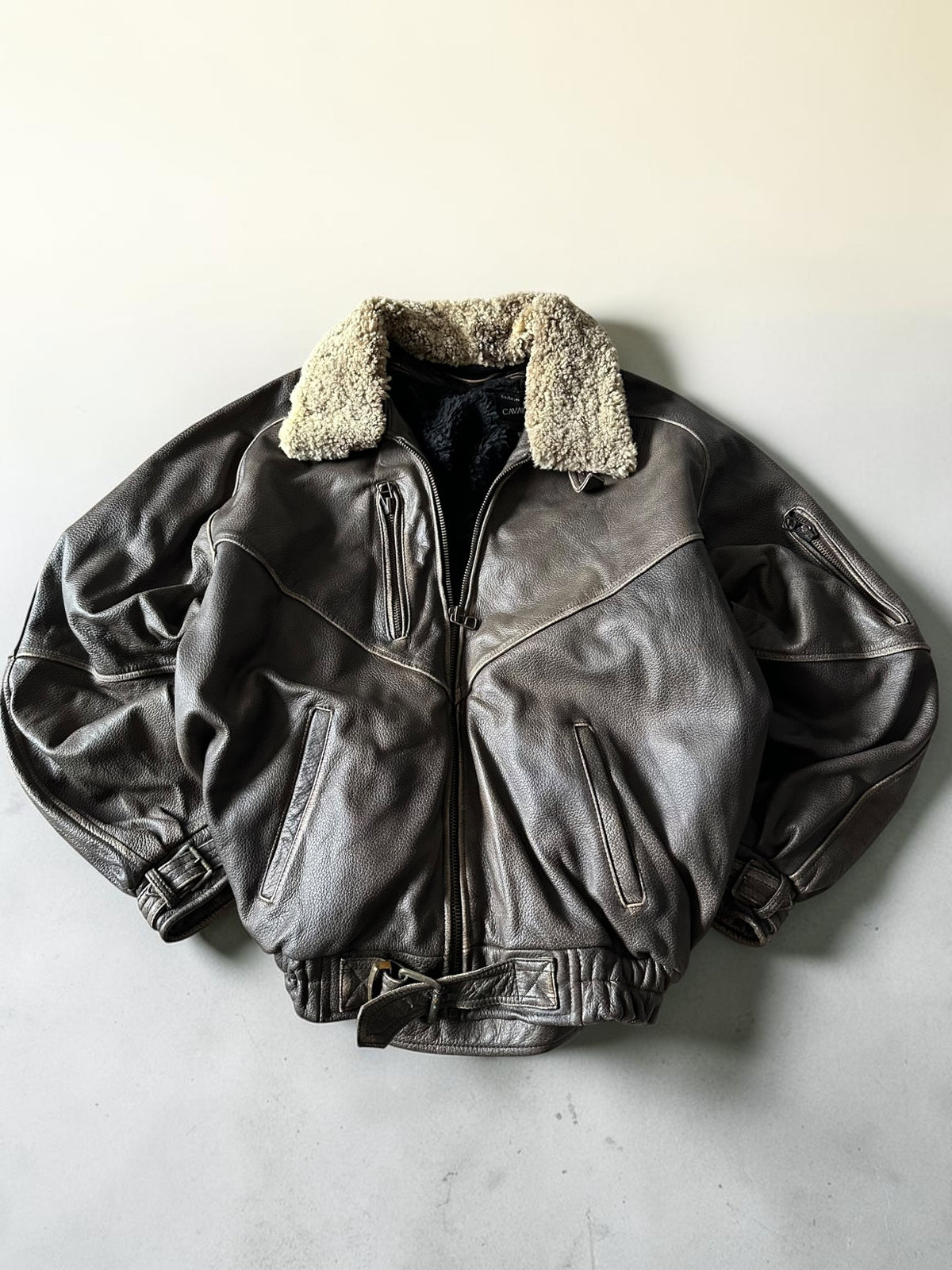 Vintage leather bomber jacket - XL