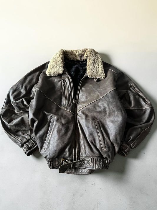 Vintage leather bomber jacket - XL