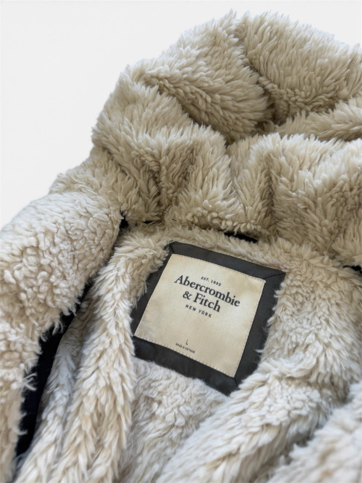 Abercrombie & Fitch Women's Puffer Vest - Navy - Sherpa Lined Hood - Size L