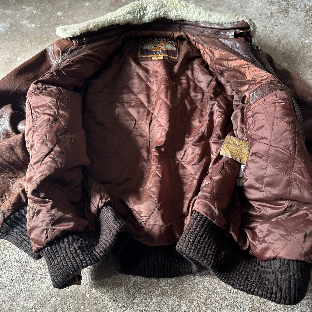 Vintage Aviator Brown Leather Jacket - M