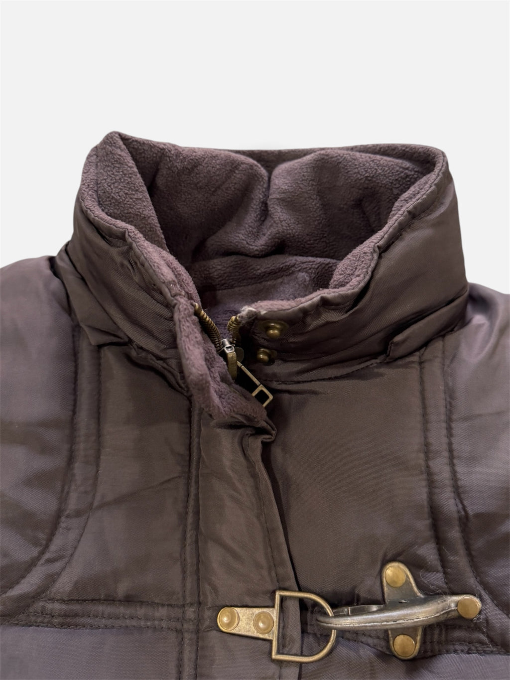 Brown Puffer Jacket with Toggle Clasps, Women's M