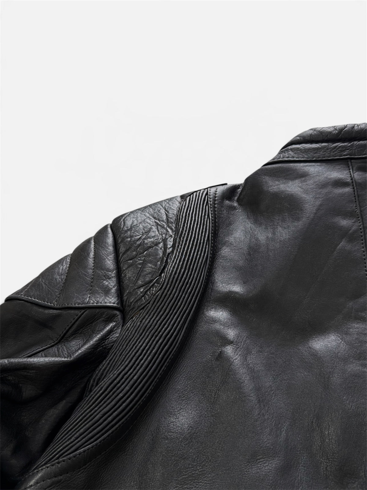Vintage Padded Leather Motorcycle Jacket- Men’s XL