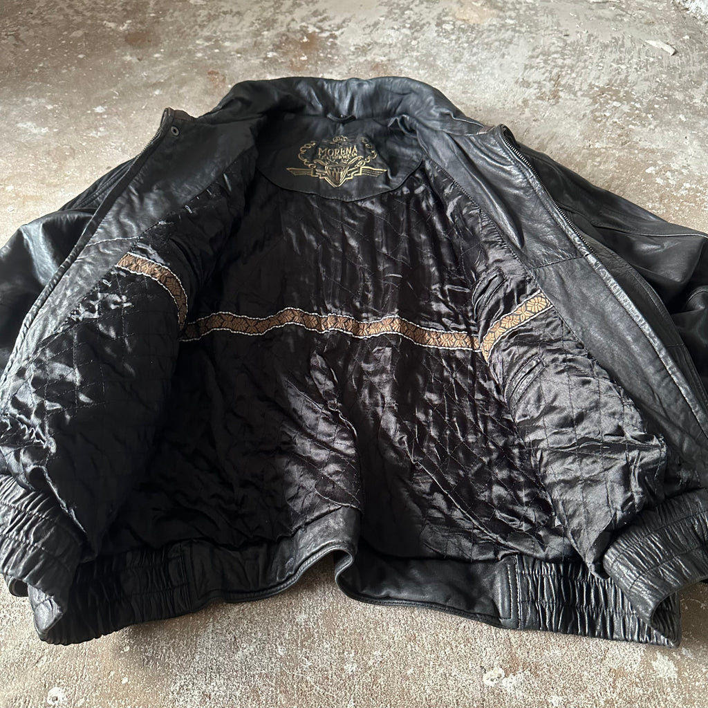 Vintage Italian Black Leather Jacket - XL