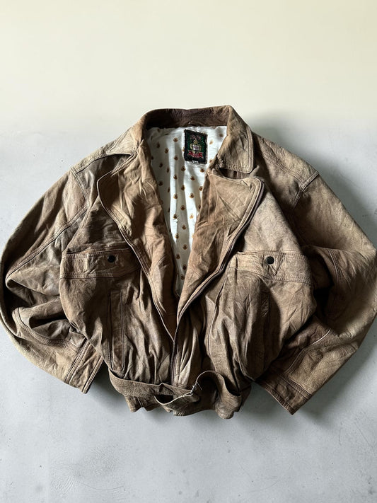 Vintage Bomber Leather Jacket - L