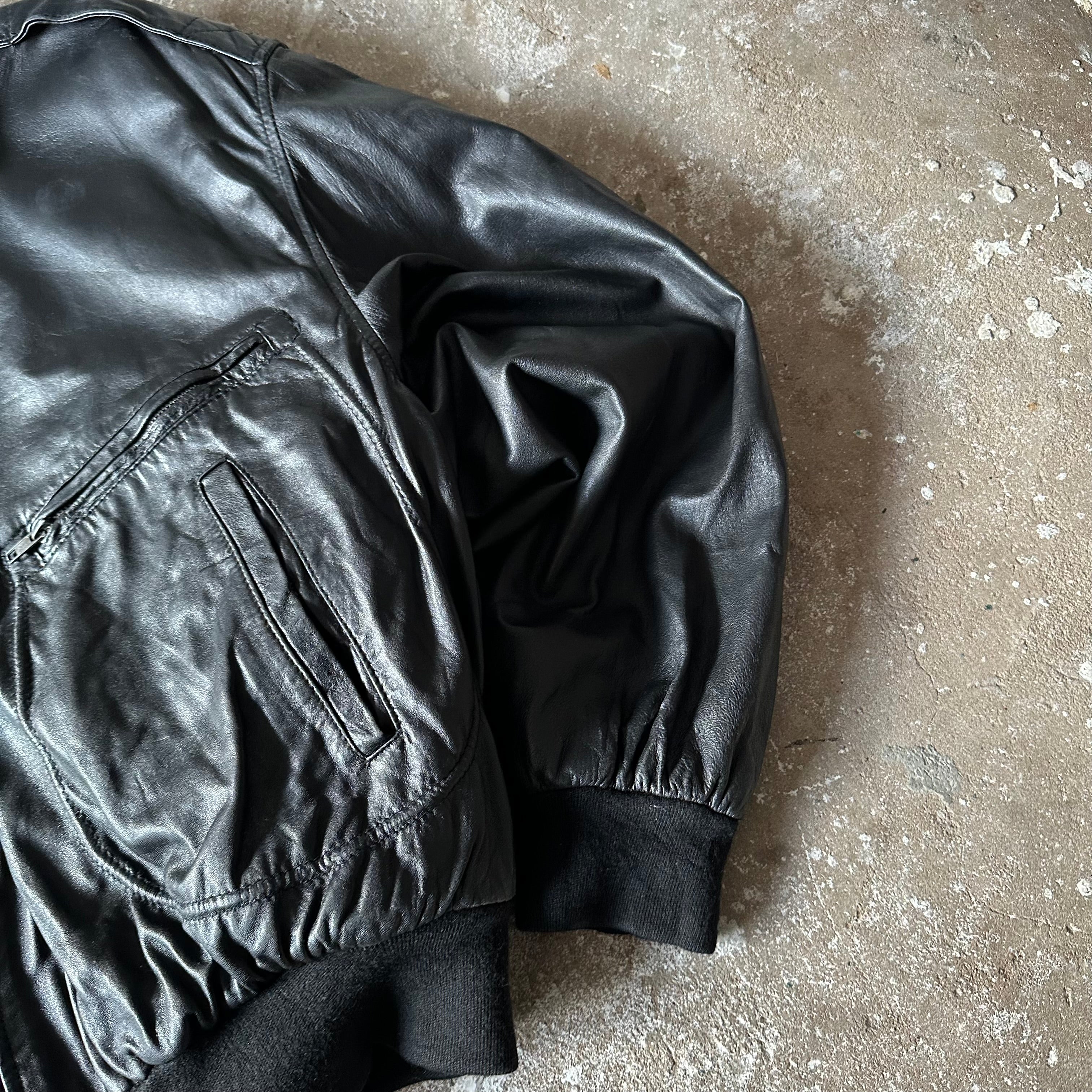 Black Classic Leather Jacket - L