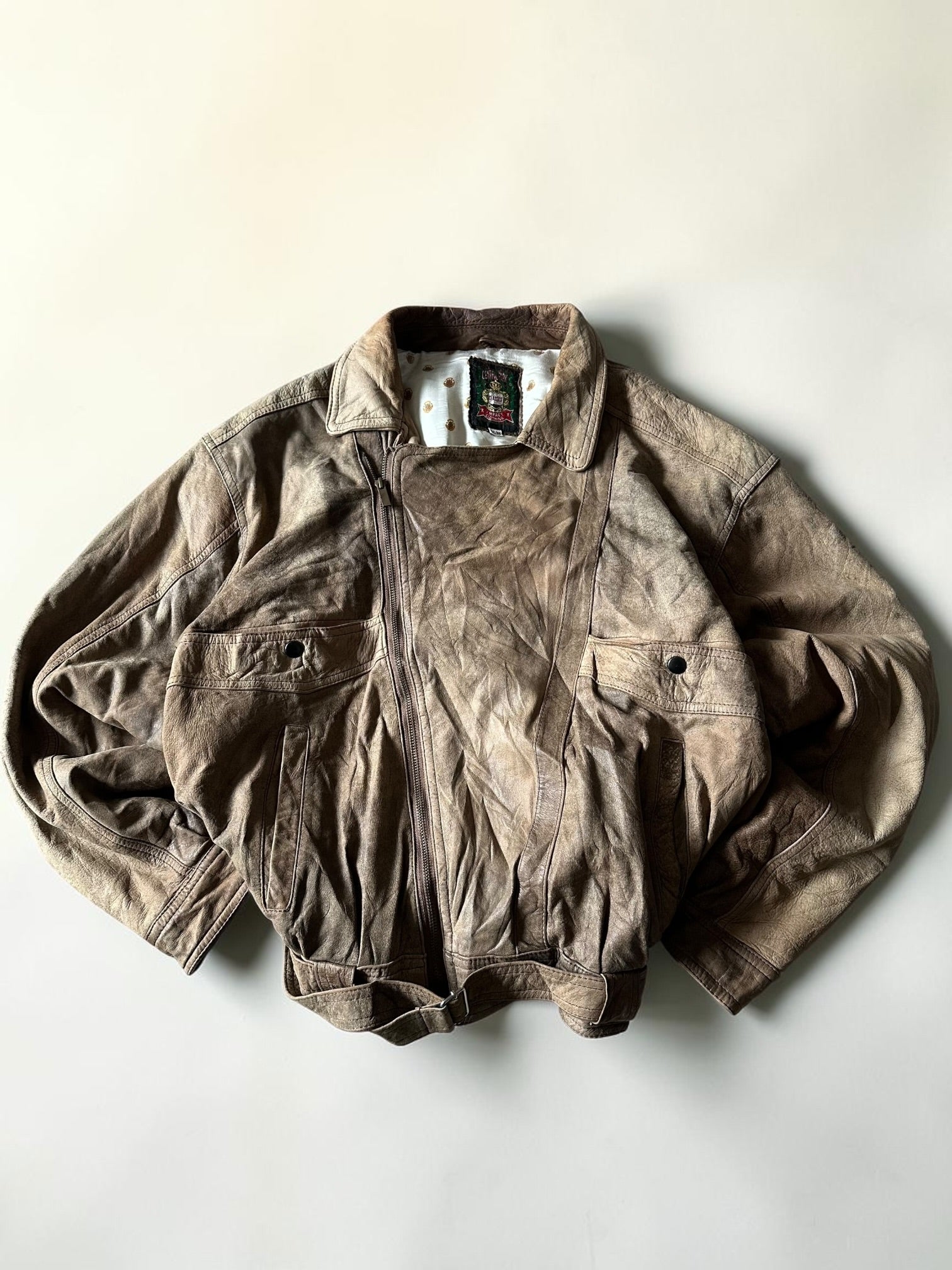 Vintage Bomber Leather Jacket - L