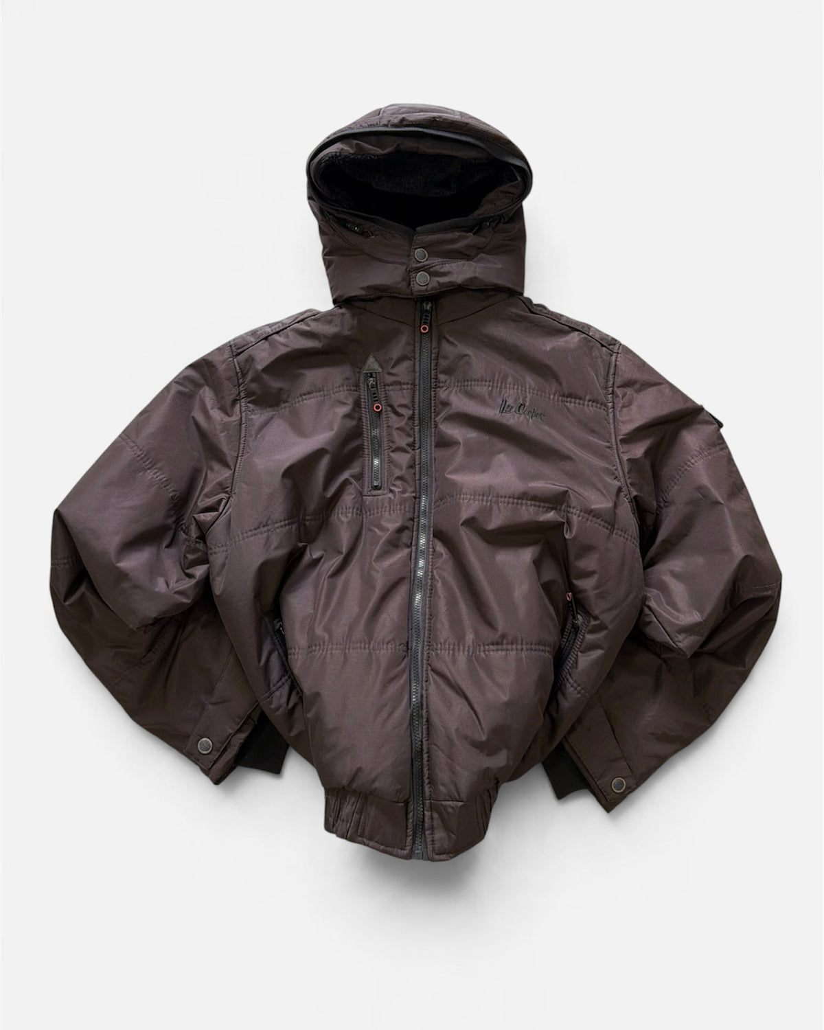 Lee Cooper Brown Hooded Puffer Bomber Jacket Faux Fur Flannel Lined- 2XL