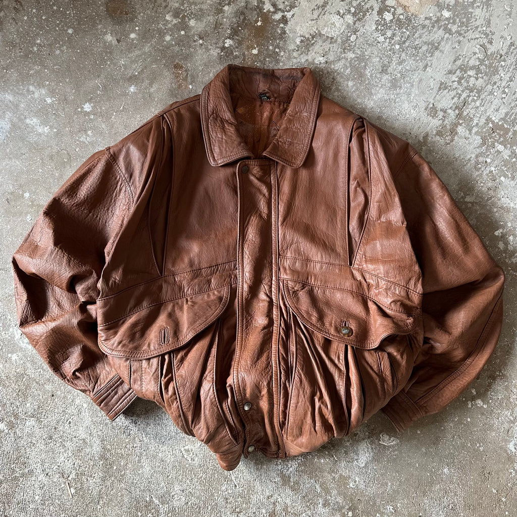 Vintage Brown Leather Jacket - L