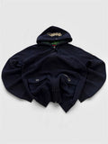 Napapijri Geographic Zip Hoodie Navy Shield Patch Plaid Flannel Hood- TAGGED XL FITS S/M