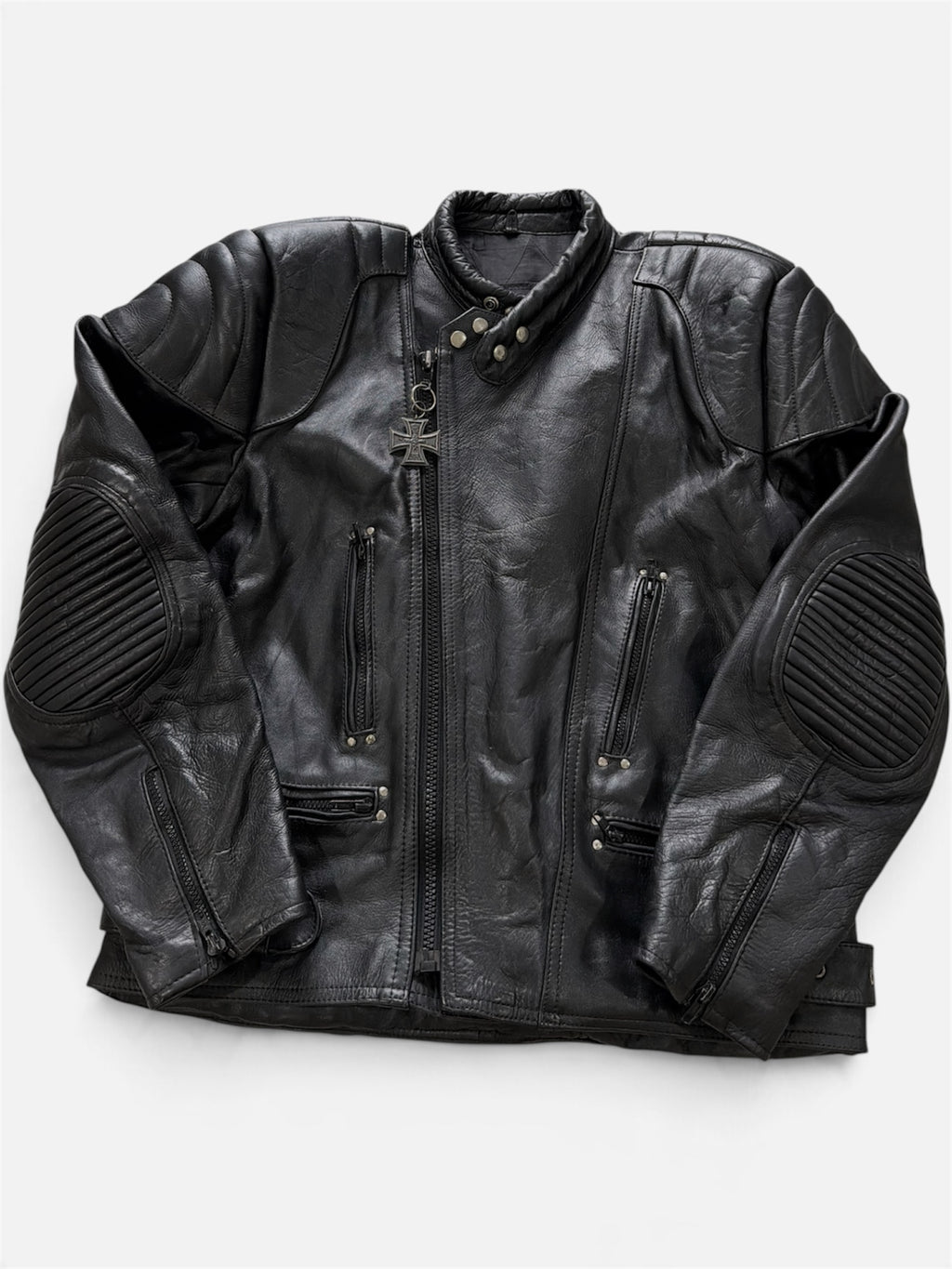 Vintage Padded Leather Motorcycle Jacket- Men’s XL