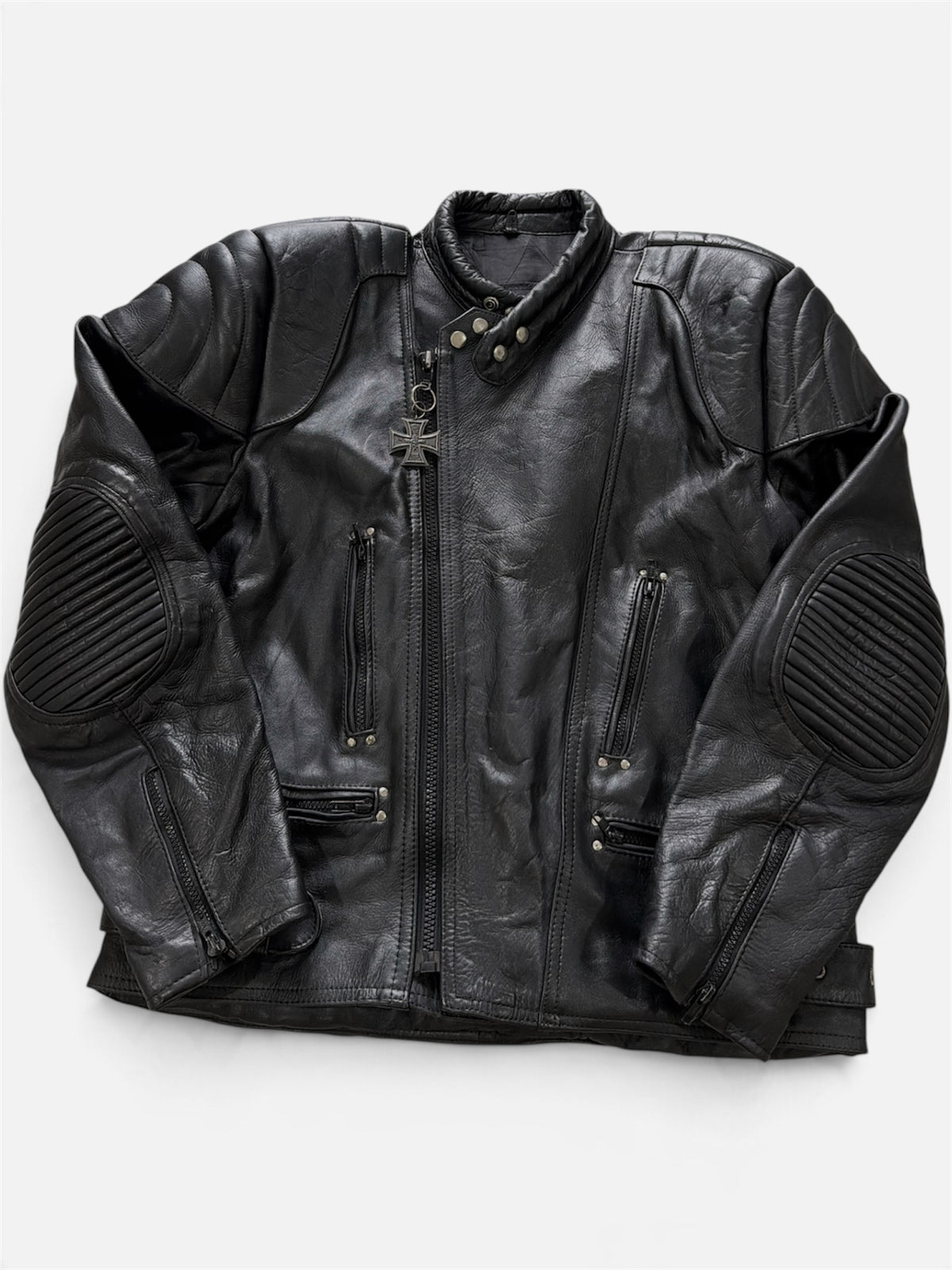 Vintage Padded Leather Motorcycle Jacket- Men’s XL