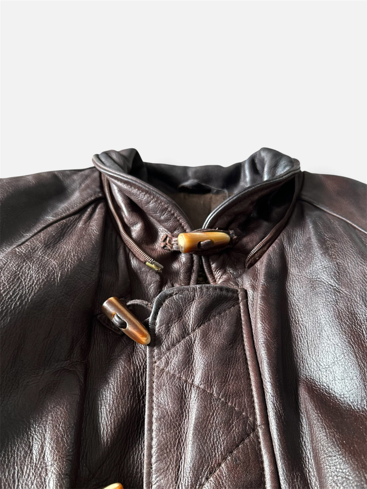 Vintage Redskins Dark Brown Bomber Leather Toggle Jacket - XL